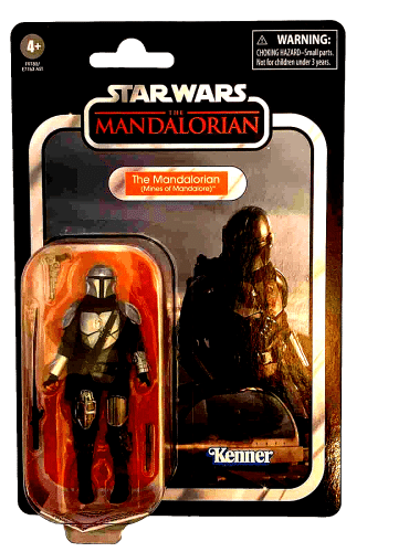 "3.75-inch The Mandalorian action figure with accessories and Mines of Mandalore diorama display stand."