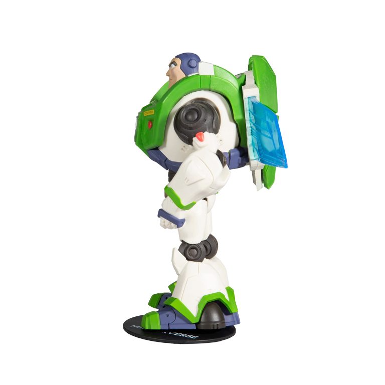 "7-inch McFarlane Disney Mirrorverse Buzz Lightyear action figure with detailed space ranger suit and accessories."