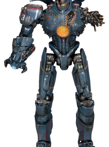 "7-inch NECA Pacific Rim Gipsy Danger action figure in Anchorage Attack form with detailed armor and weaponry."