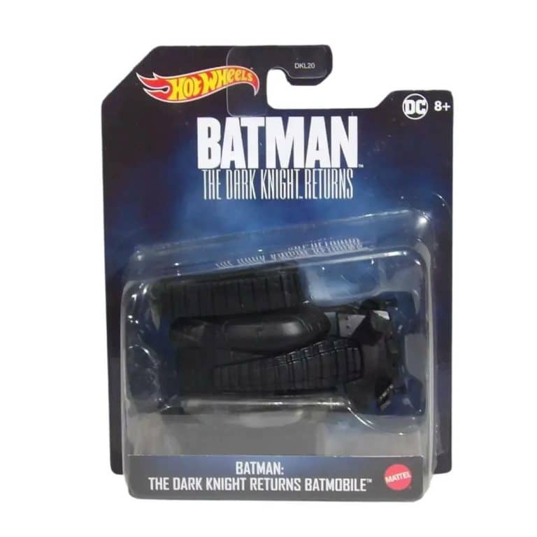 "1:50 scale Hot Wheels Batman: The Dark Knight Returns Batmobile Bat Tank model with detailed design."