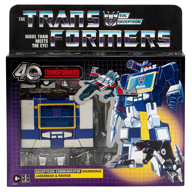 "Hasbro Transformers Decepticon SOUNDWAVE LASERBEAK & RAVAGE 40th Anniversary Set featuring detailed figures and special edition packaging."