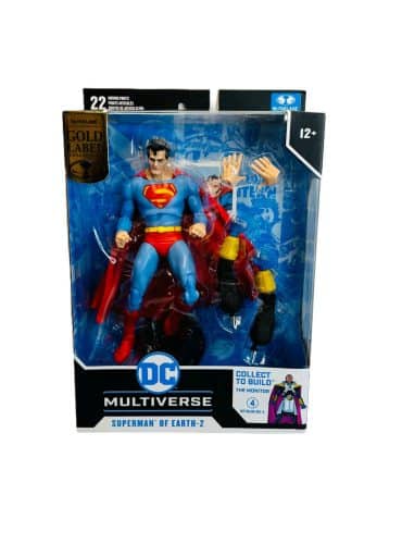 "7-inch McFarlane DC Multiverse Superman of Earth-2 figure in dynamic pose with detailed costume and extra accessories."