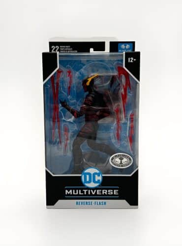 "7-inch McFarlane DC Multiverse Reverse Flash action figure in multicolor with stand, part of a Chase variant collection."