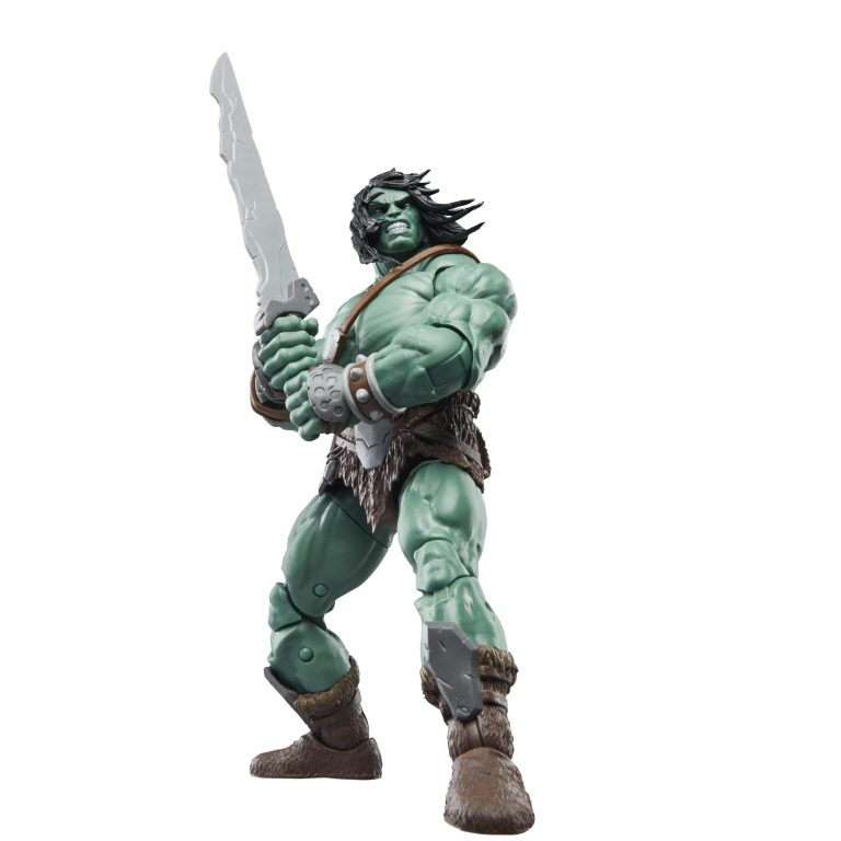 "6-inch Marvel Legends Skaar, Son of Hulk action figure, with detailed armor, alternate head, hands, and weapon."