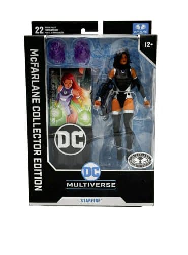 "7-inch McFarlane DC Multiverse Starfire action figure from DC Rebirth, Collector's Edition Platinum Chase."