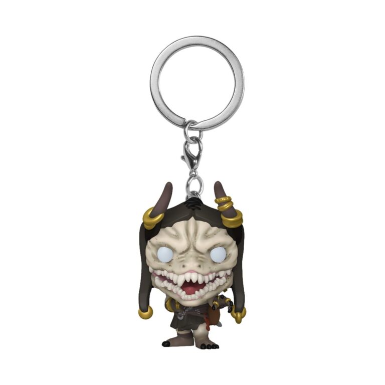 "Funko Pop! Keychain of a Treasure Goblin from Diablo IV, made of vinyl and approximately 4-inches long."