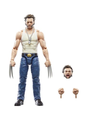 "6-inch Marvel Legends Wolverine action figure from Deadpool 2, with interchangeable heads and hands, by Hasbro."