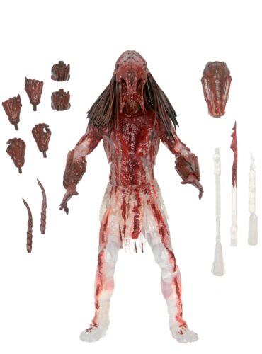 "NECA Prey Ultimate Bear Blood Feral Predator 7in action figure, detailed with blood-soaked design and accessories."