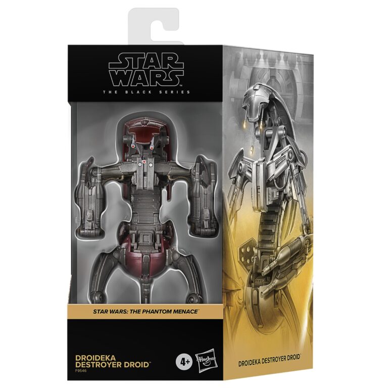 "6-inch Droideka Destroyer Droid action figure from Star Wars: The Phantom Menace, part of the Black Series."