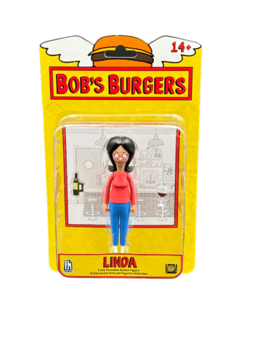 "5-inch poseable action figure of Linda Belcher from Bob's Burgers, Series 1 by PhatMojo, released in 2018."