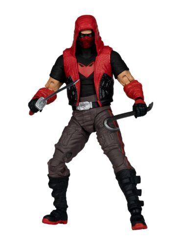 "7-inch McFarlane DC Multiverse Red Hood action figure with ultra articulation, accessories, and collectible art card."