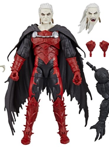 "Marvel Legends Series Strange Tales Dracula 6-inch action figure with accessories and Blackheart Build-A-Figure parts."