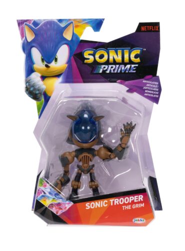 "Sonic Prime Sonic Trooper The Grim 5-inch action figure by Jakks Pacific, based on Netflix series."