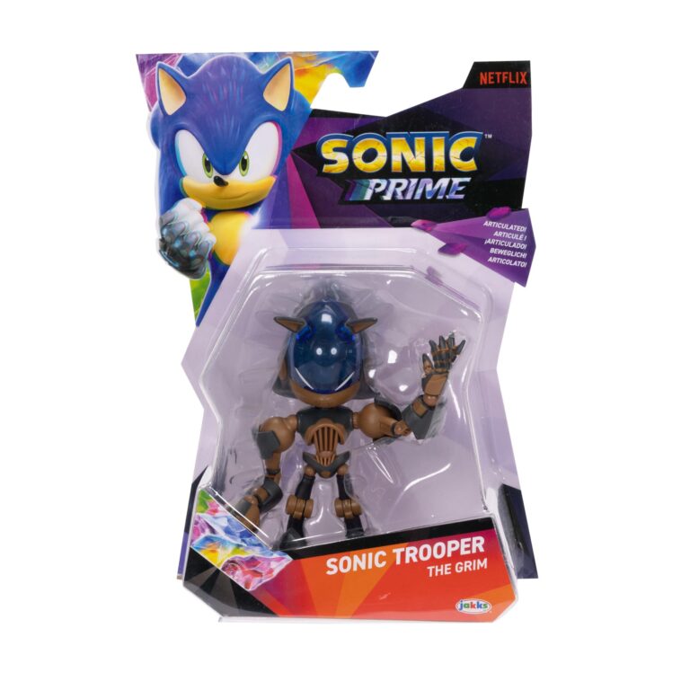 "Sonic Prime Sonic Trooper The Grim 5-inch action figure by Jakks Pacific, based on Netflix series."