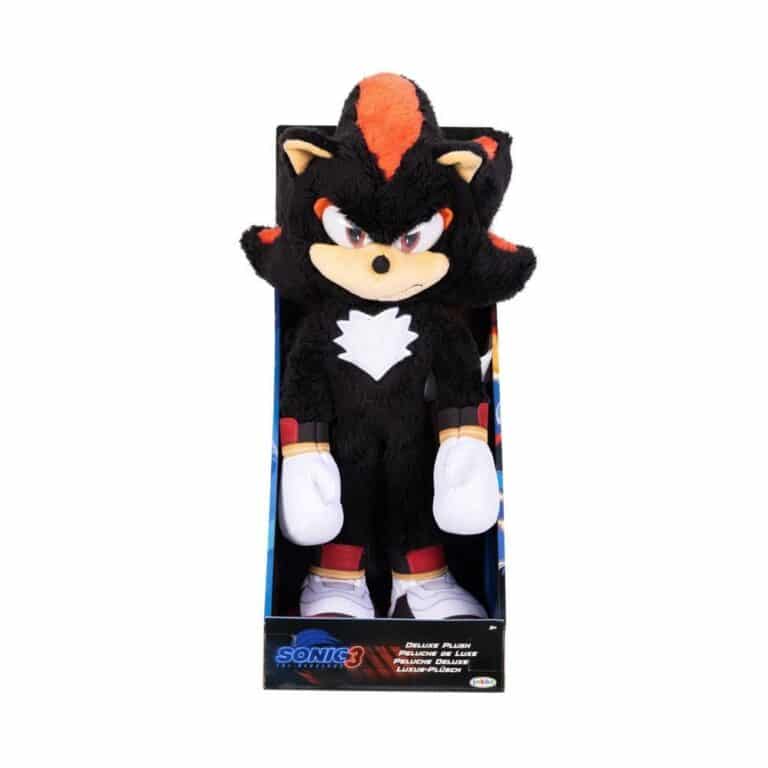 "Jakks Pacific Sonic 3 Shadow 13" plush toy, black and red, based on Sonic the Hedgehog character."