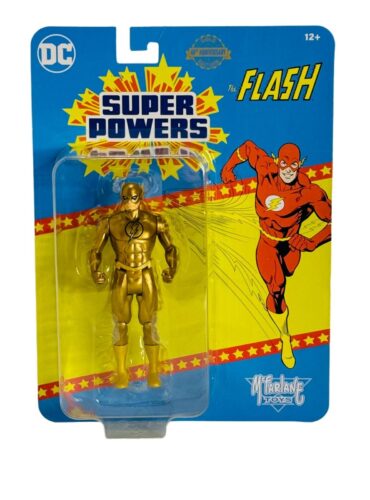 "5-inch McFarlane Toys DC Super Powers The Flash action figure in gold variant costume, articulated and detailed."