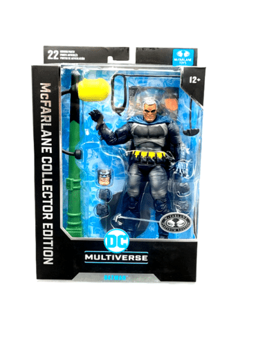 "McFarlane Batman Battle Damage Blue action figure #21 Platinum Chase in original packaging."