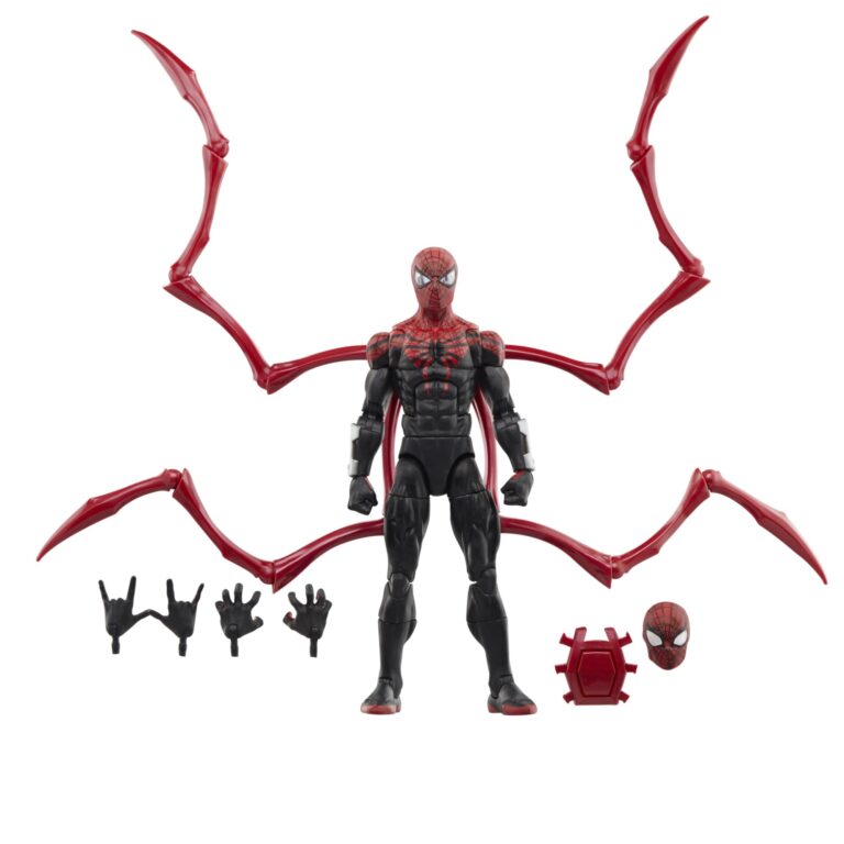 "Marvel Legends Superior Spider-Man 6-inch action figure with 11 accessories, commemorating Marvel's 85th anniversary."