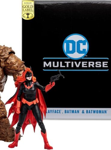 "DC Multiverse 3-pack featuring 7-inch figures of Clayface, Batman, and Batwoman with accessories."