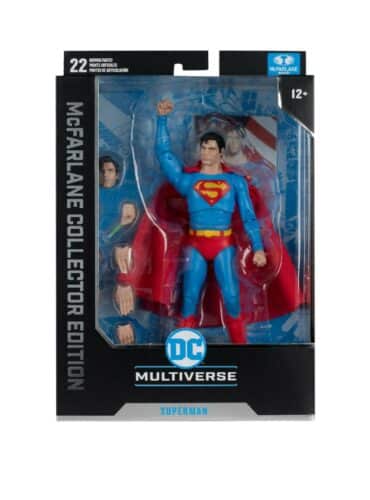 "McFarlane DC Multiverse Superman 1978 Collector Edition action figure with accessories and art card."