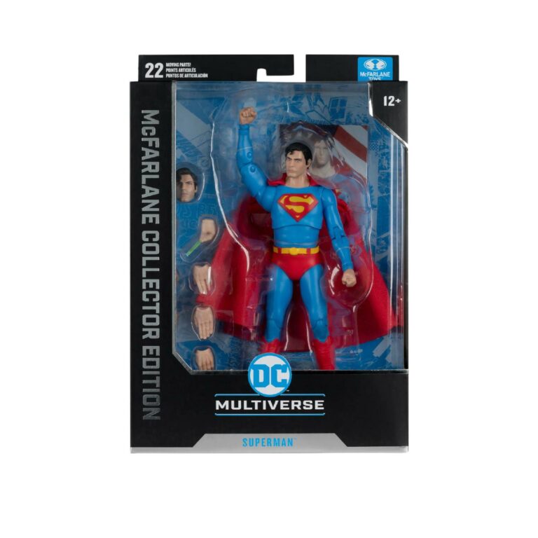 "McFarlane DC Multiverse Superman 1978 Collector Edition action figure with accessories and art card."