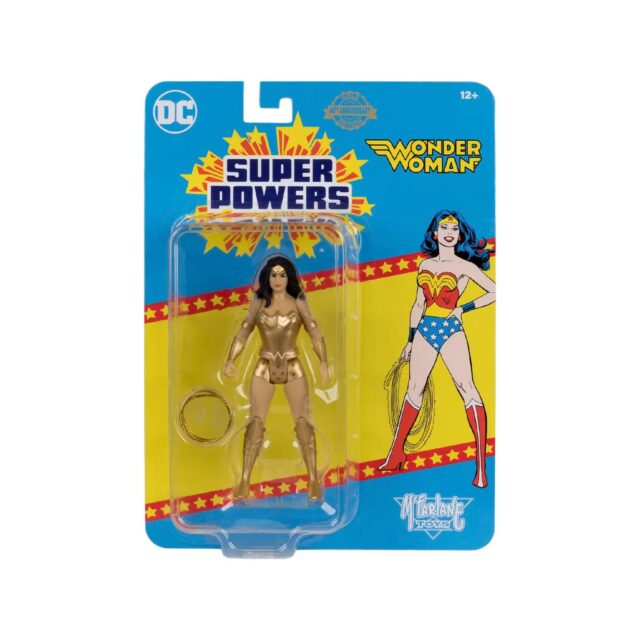 "mcfarlane dc super powers wave 9 exclusive, 4 inch wonder woman gold action figure. "