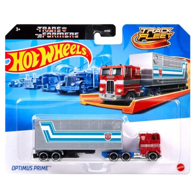 "hot wheels transformers optimus prime 1:64 scale diecast metal truck by mattel, featuring authentic autobot deco. "