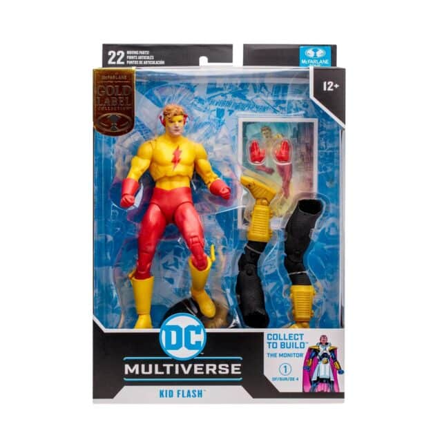 "7-inch mcfarlane dc multiverse kid flash action figure with detailed design and 22 points of articulation. "