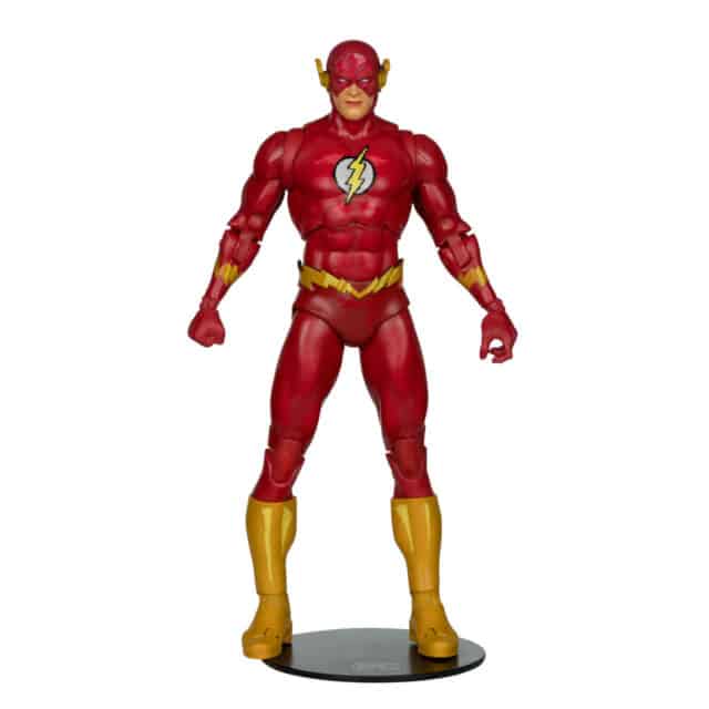 "7-inch McFarlane DC Multiverse The Flash action figure with ultra articulation, attack effects, and collectible art card."