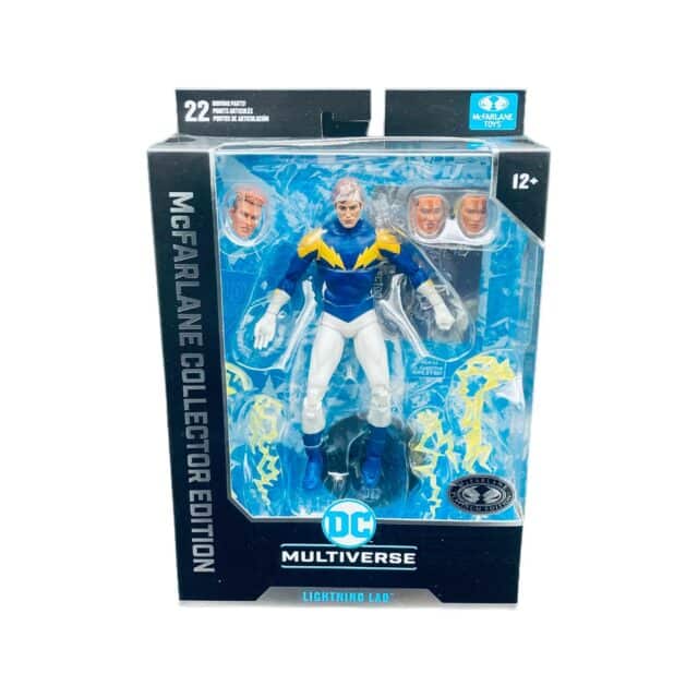 "McFarlane DC Multiverse Lightning Lad action figure with accessories, detailed design, and articulation."