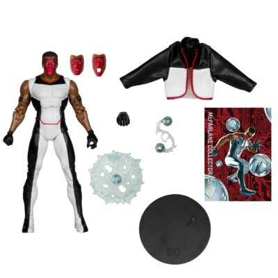 "7-inch McFarlane DC Multiverse Mister Terrific action figure with accessories and art card."