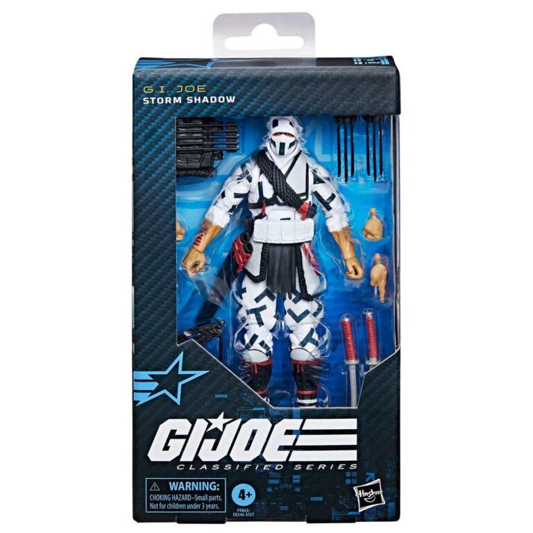 "G.I. Joe Classified Series Storm Shadow #131 6-inch action figure with multiple accessories and articulation points."