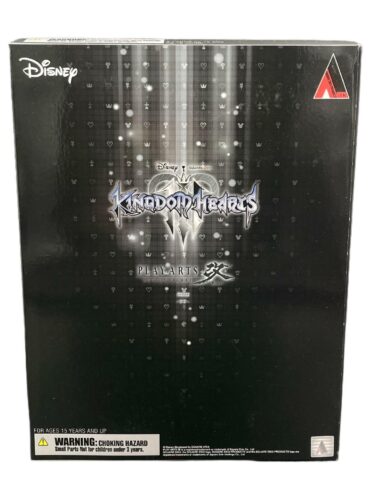 "Square Enix Kingdom Hearts III Riku action figure with additional hand parts and Keyblade, Braveheart, on a display stand."