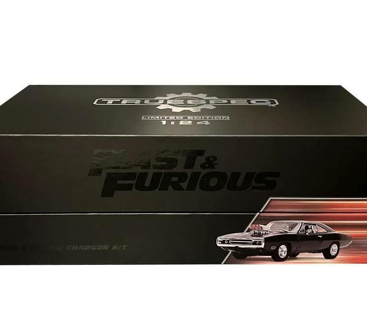 "1:24 scale diecast model of Dom's 1970 Dodge Charger R/T from Fast & Furious by TrueSpec."