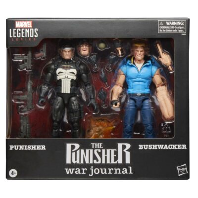 "Marvel Legends Series Punisher and Bushwacker 6-Inch Action Figures in a 2-Pack set with accessories."