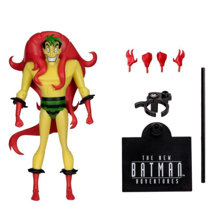 "6-inch Creeper action figure from The New Batman Adventures with articulation, extra hands, and animation cel."